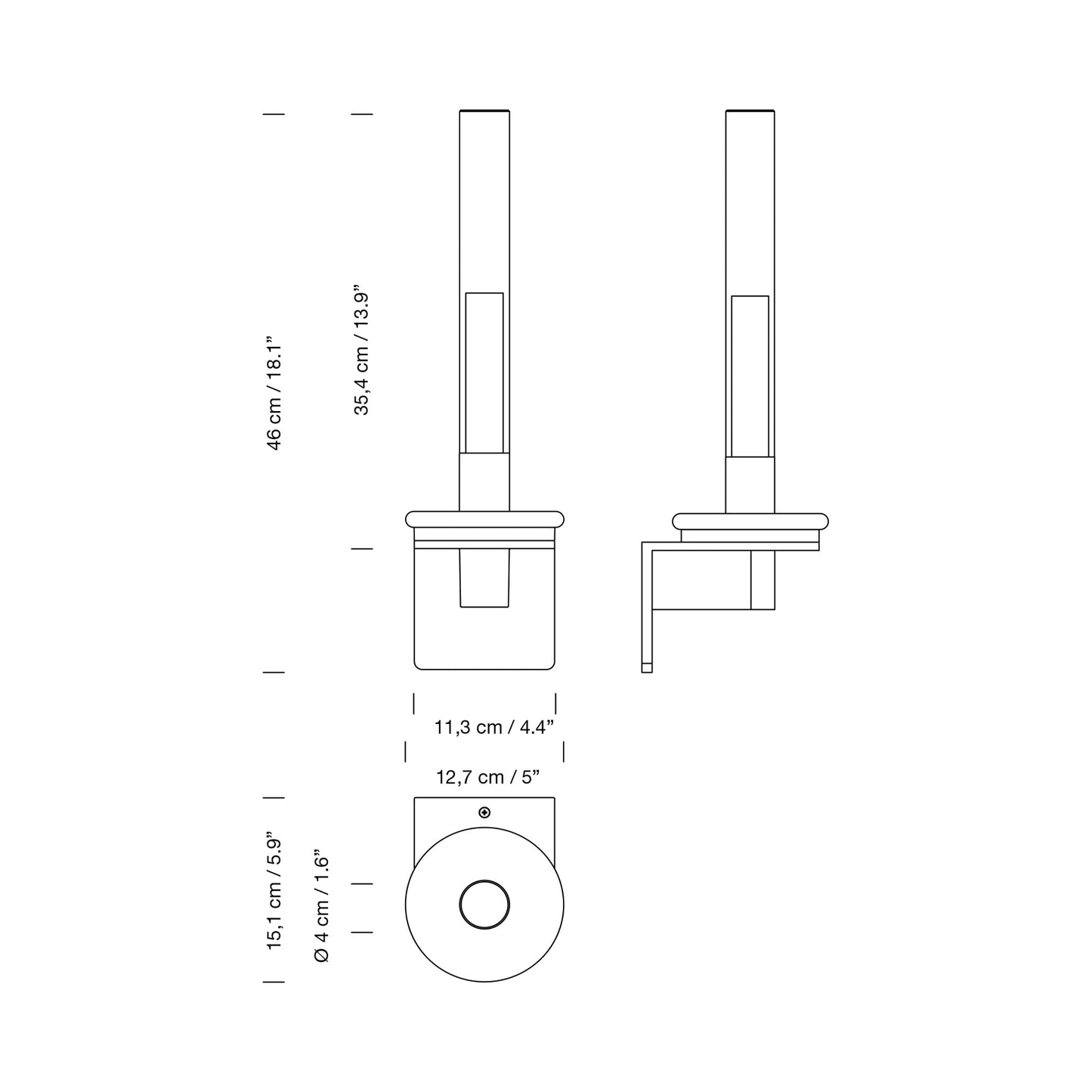 Sylvestrina Wall Light - line drawing.