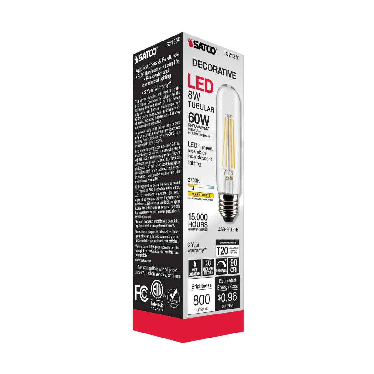 Edison Style Medium Base T Type LED Bulb in Detail.