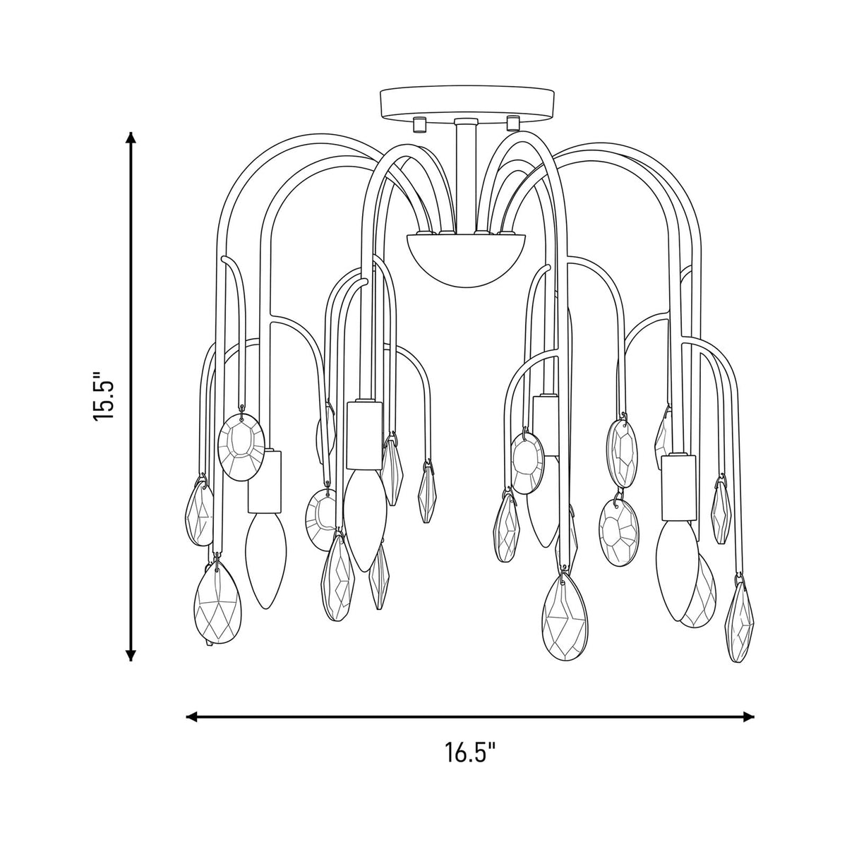 Anholt Convertible Semi Flush Mount Ceiling Light - line drawing.