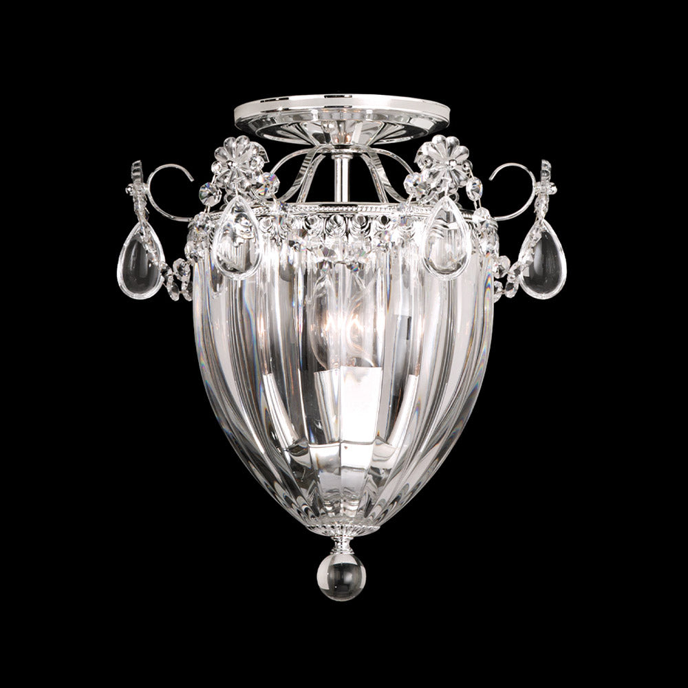 Bagatelle Semi Flush Mount Ceiling Light in Polished Silver (Heritage Handcut Crystal/3-Light).