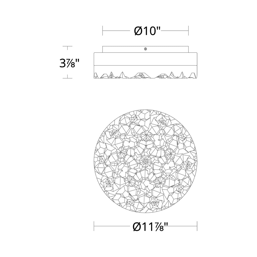 Bramble LED Flush Mount Ceiling Light - line drawing.