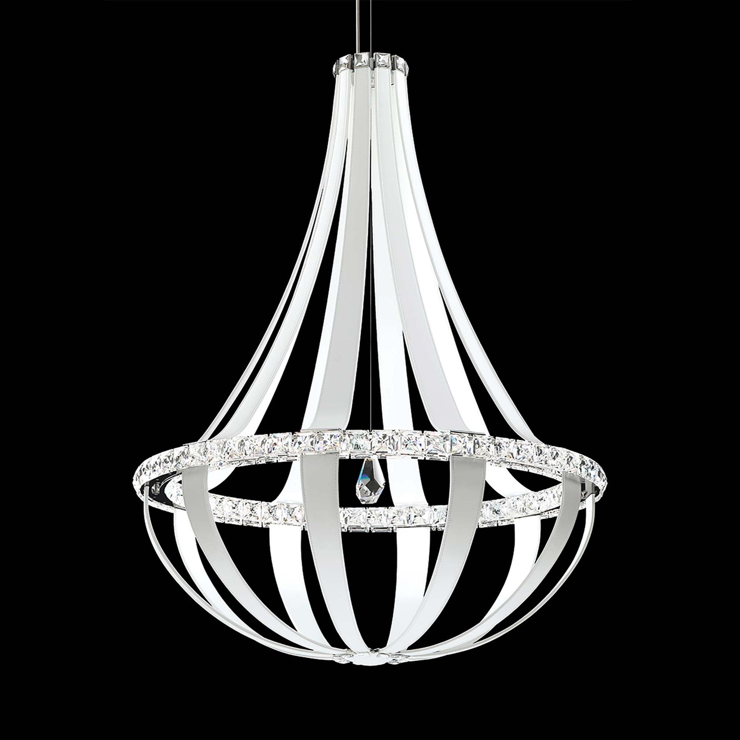Crystal Empire LED Pendant Lightin White Pass/Crystals From Swarovski (20-Light).