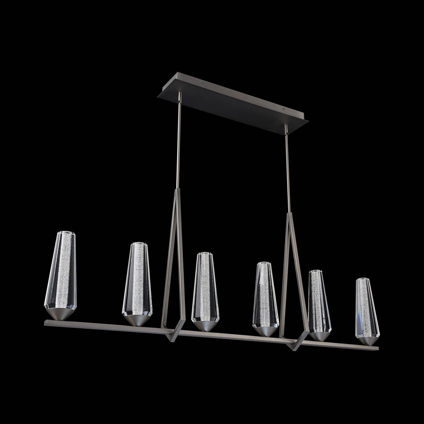 Devotion Geometric LED Pendant Light in Satin Nickel.