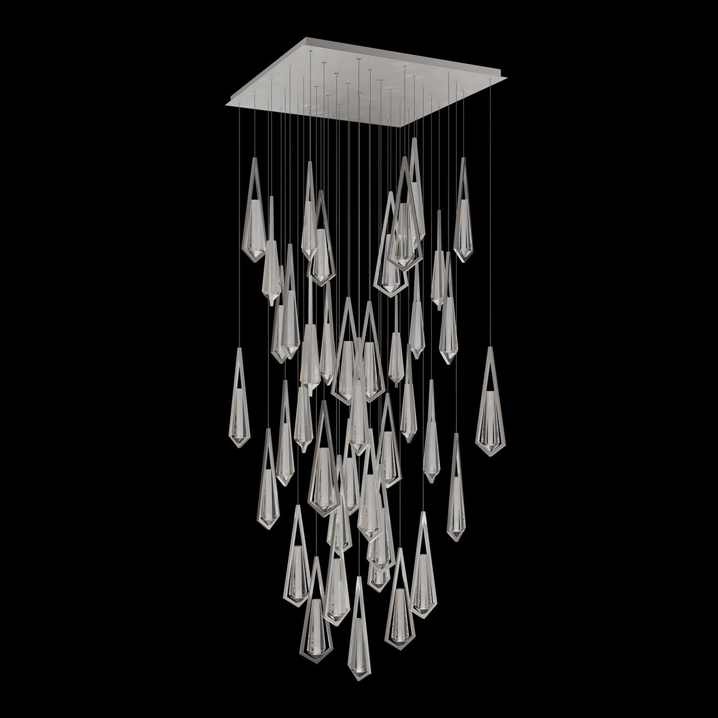 Devotion Square LED Multi Light Pendant Light in Satin Nickel (41-Light).