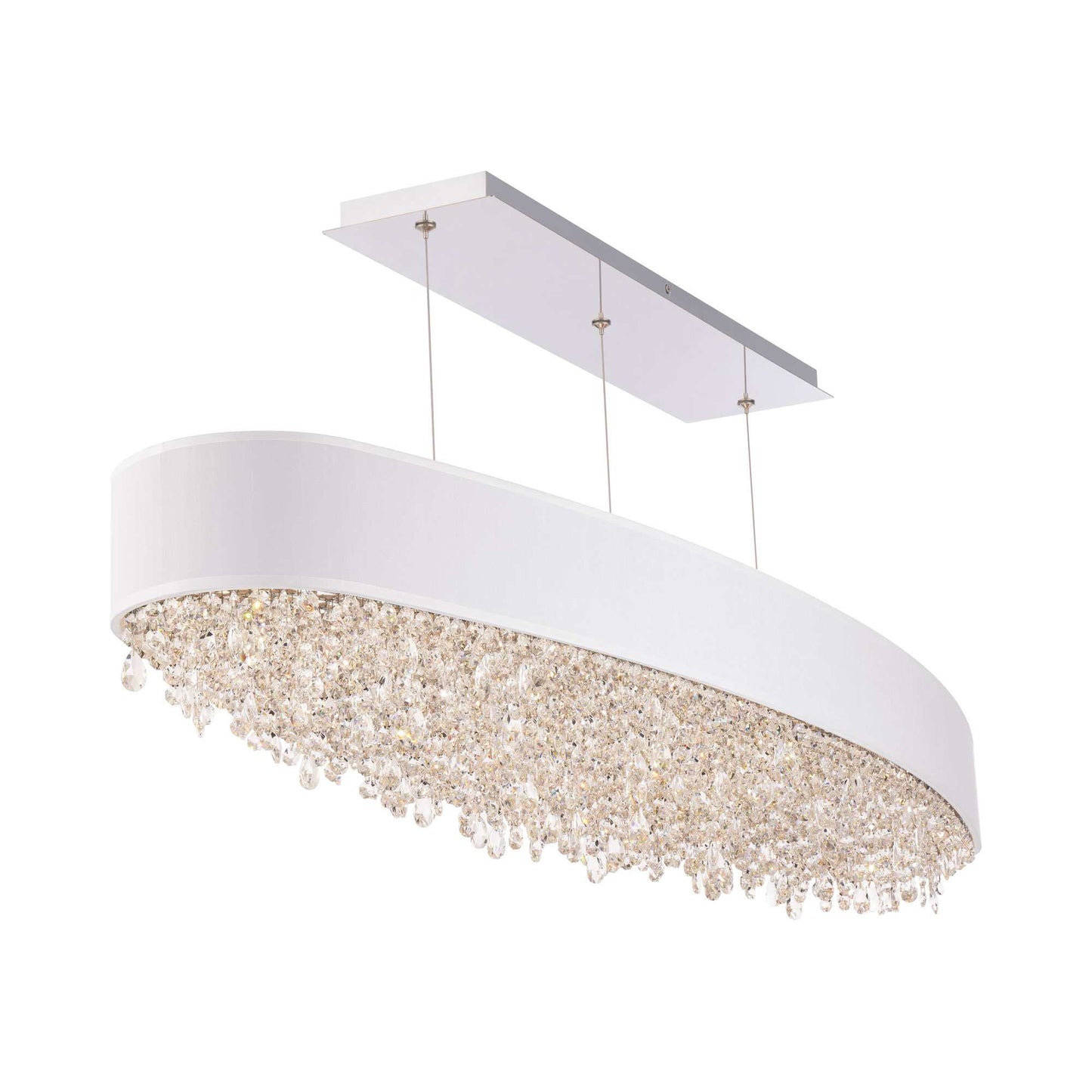 Eclyptix LED Linear Pendant Light (White Shade/Radiance Wavy Crystal/49-Inch).