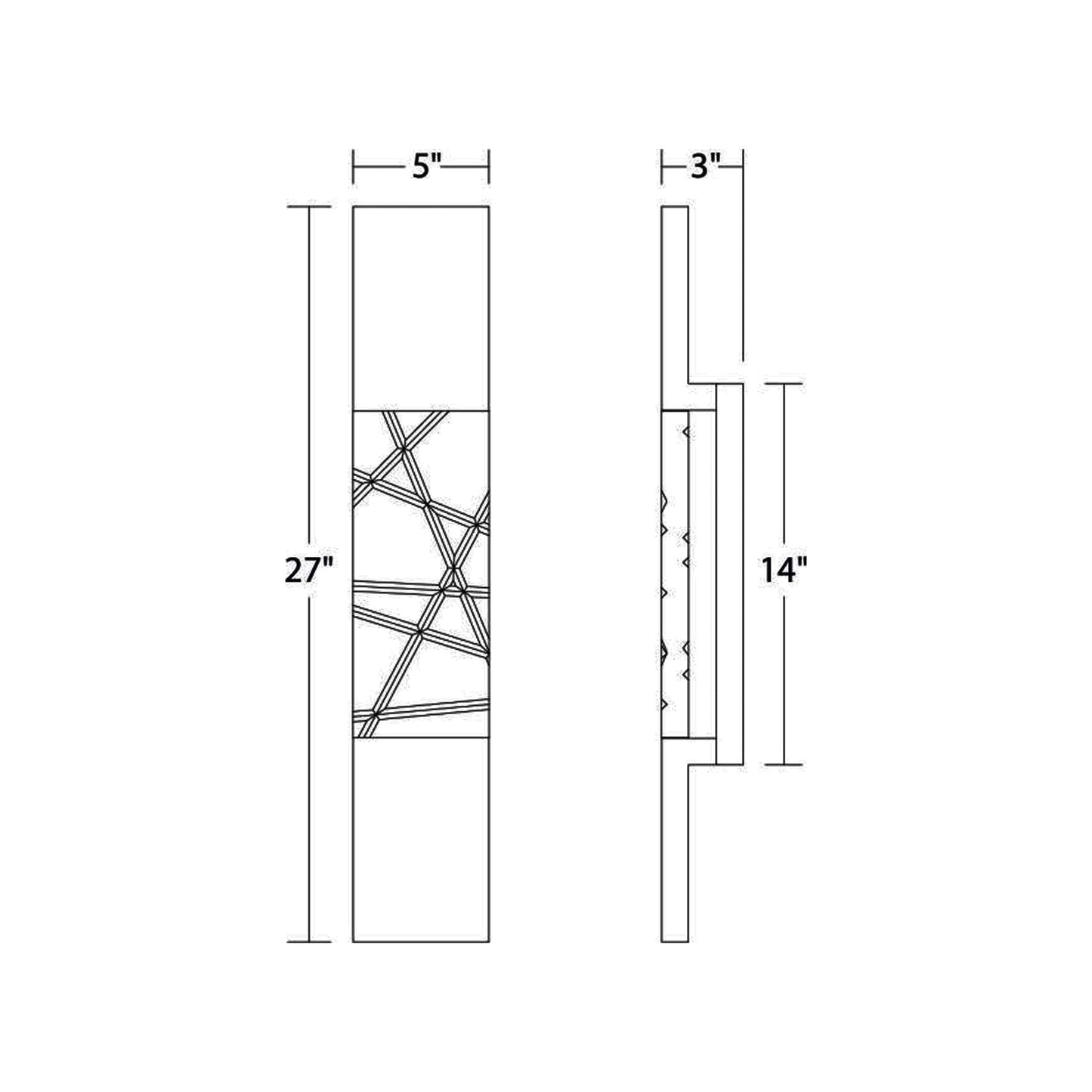 Glacier Outdoor LED Wall Light - line drawing.