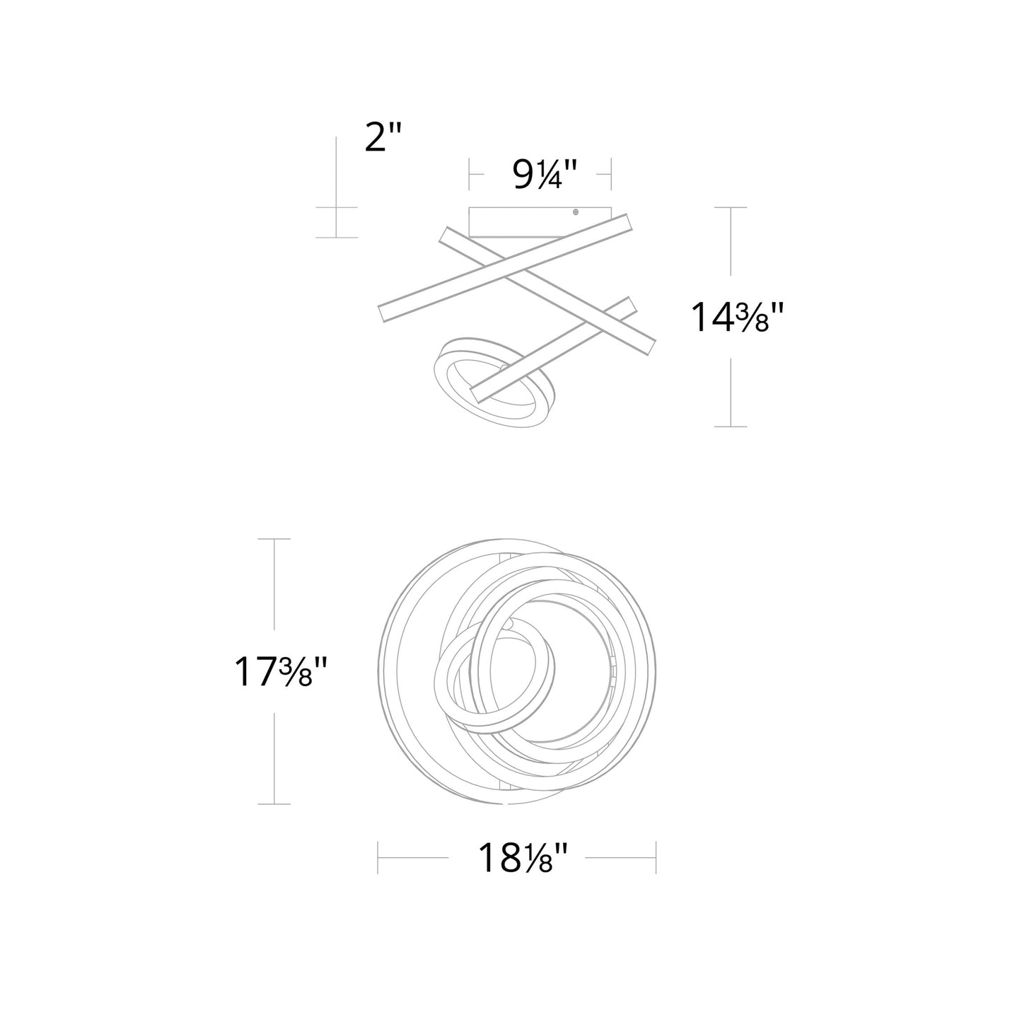 Jangle LED Flush Mount Ceiling Light - line drawing.