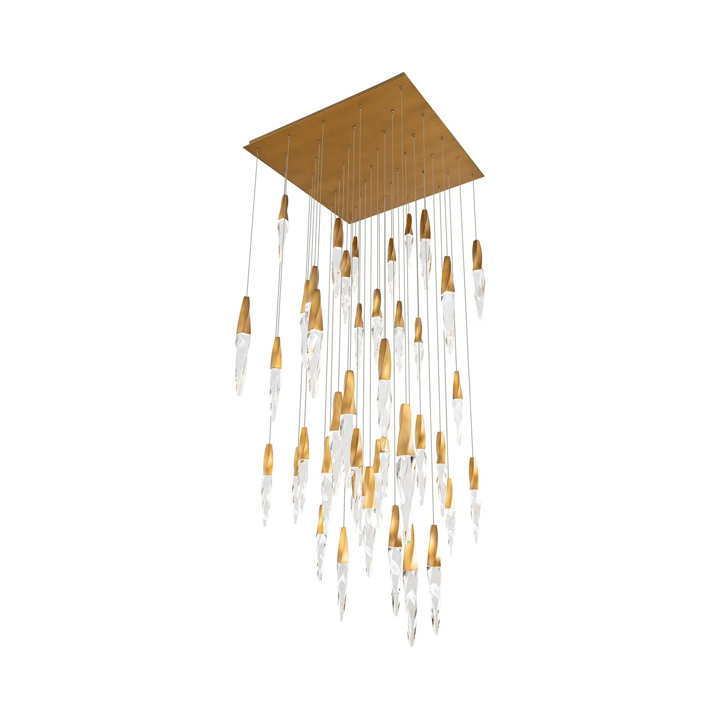 Kindjal Square LED Multi Pendant Light in Aged Brass (41-Light).