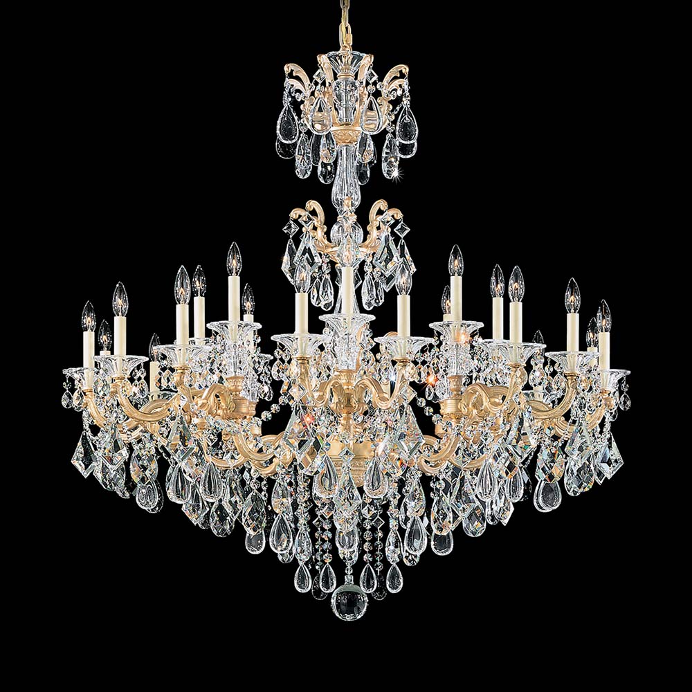 La Scala Chandelier in Parchment Gold/Heritage Handcut Crystal (48-Inch).