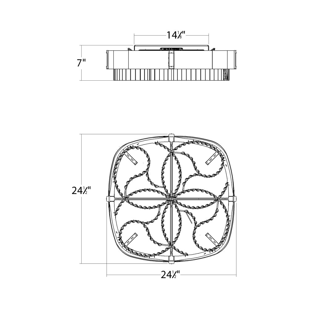 LEDZeppa LED Flush Mount Ceiling Light - line drawing.
