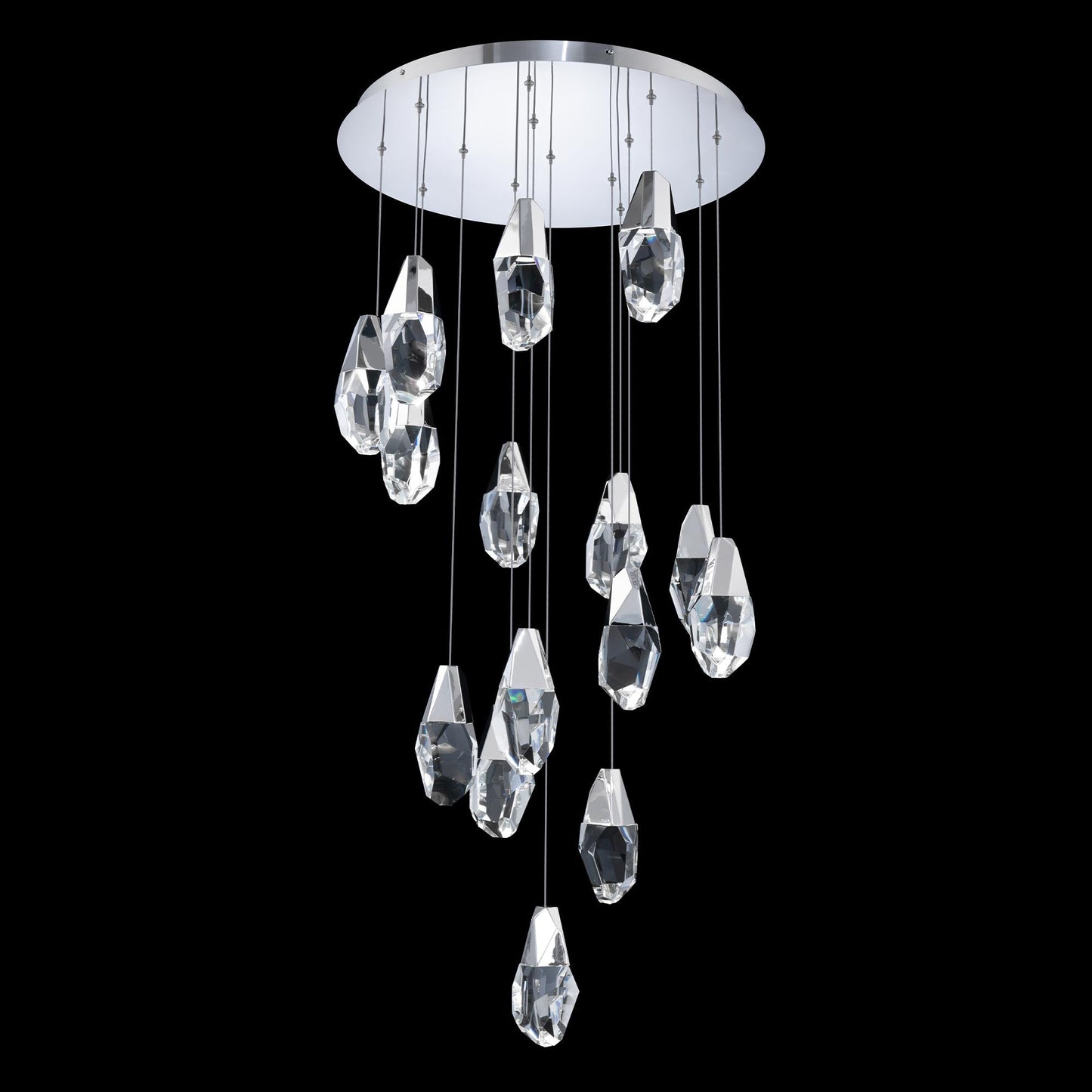 Martini LED Multi Light Pendant Light in Polished Nickel/Clear Optic Crystal (21-Light).