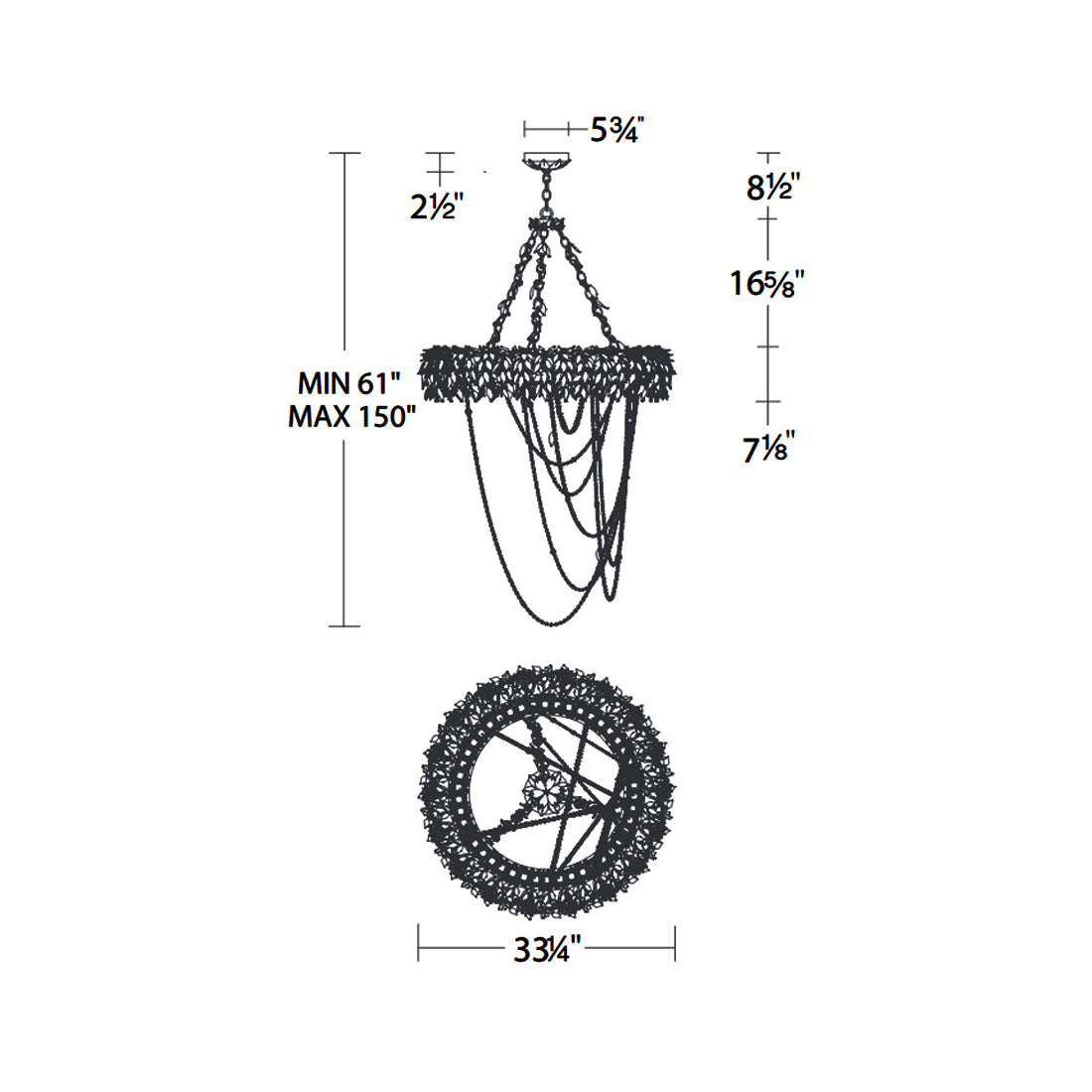 Midsummer Night LED Pendant Light - line drawing.