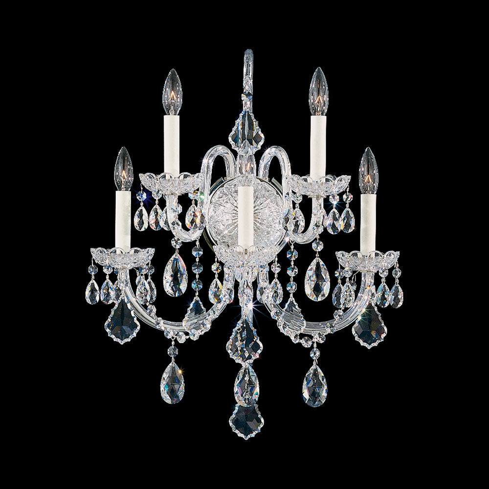 Olde World Wall Light in Polished Silver (Radiance Crystal/5-Light).