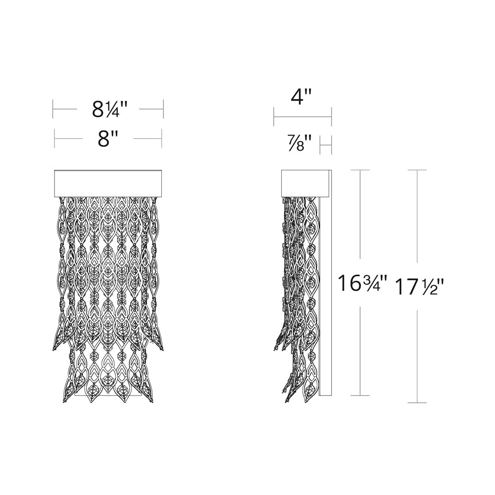 Pavona LED Wall Light - line drawing.