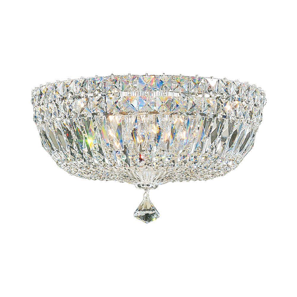 Petit Crystal Deluxe Flush Mount Ceiling Light in Polished Silver (Clear Optic/14-Inch).