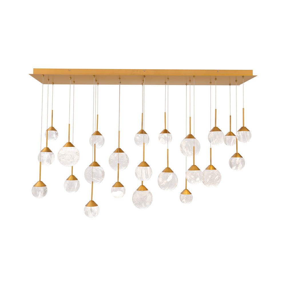 Quest Linear LED Multi Pendant Light in Aged Brass (23-Light).