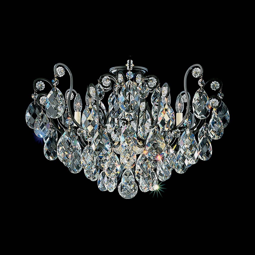 Renaissance Semi Flush Mount Ceiling Light in Black (Heritage Handcut Crystal/8-Light).