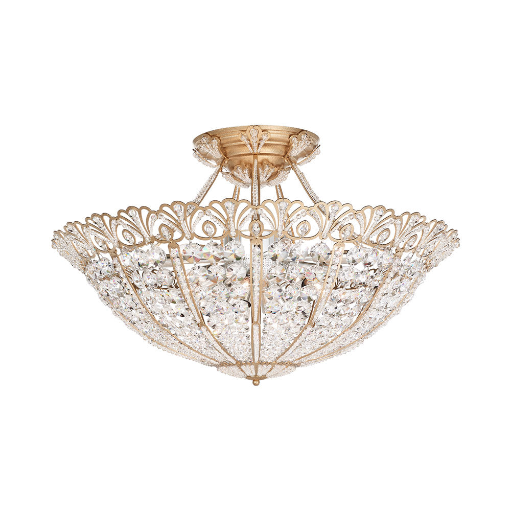 Rivendell Semi Flush Mount Ceiling Light in French Gold (Clear Radiance Crystal/17-Light).