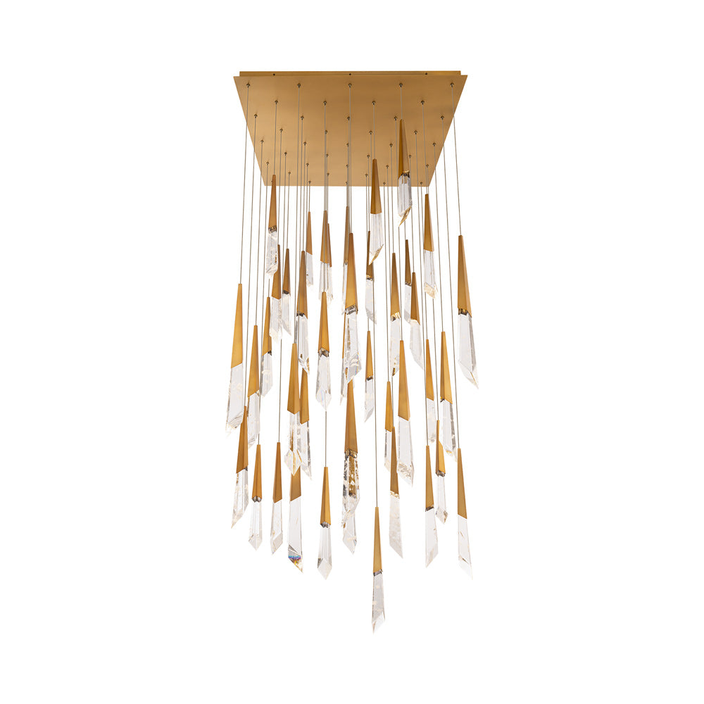 Solitude Square LED Multi Pendant Light in Aged Brass (41-Light).