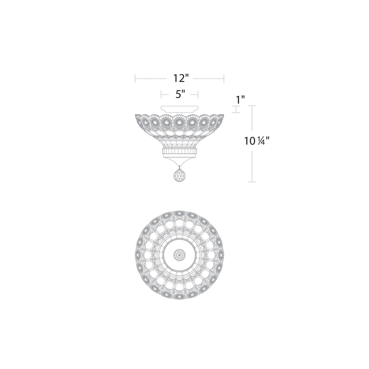 Sterling LED Semi Flush Mount Ceiling Light - line drawing.