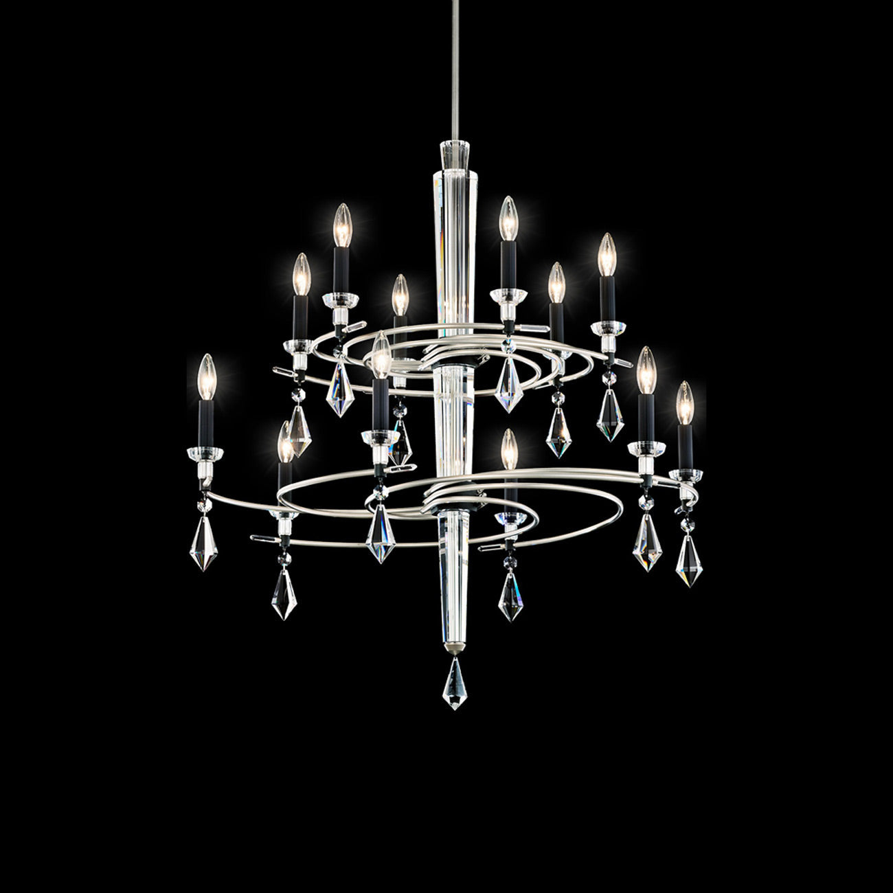 Tempest Chandelier in Soft Silver/Black (12-Light).