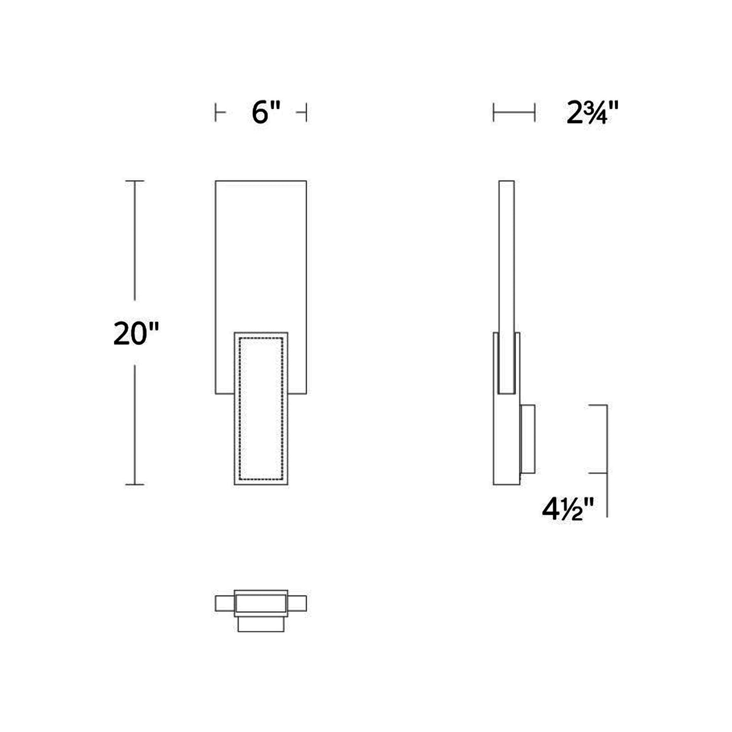 Tryst LED Wall Light - line drawing.