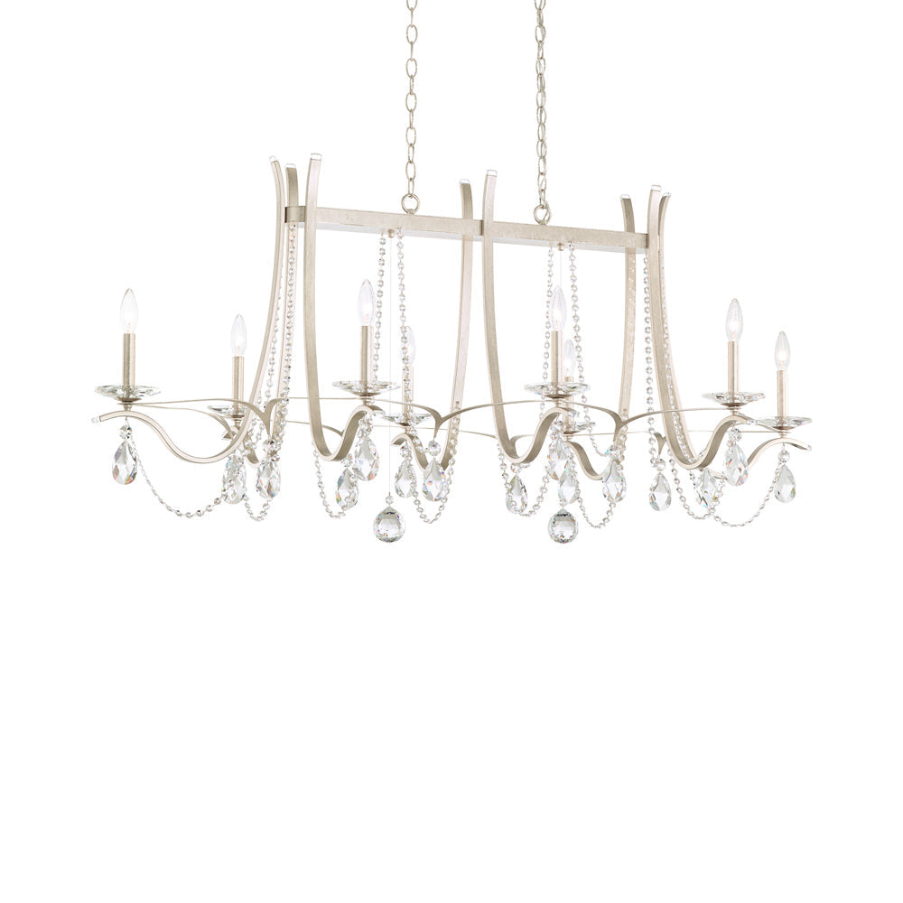 Vesca Linear Chandelier in Antique Silver (Radiance Crystal/58-Inch).
