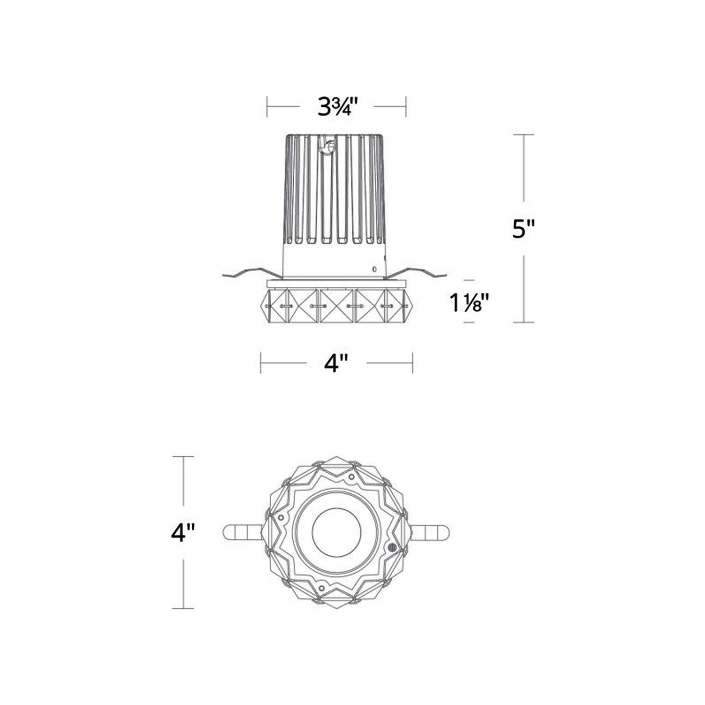 Xeo LED Recessed Light - line drawing.