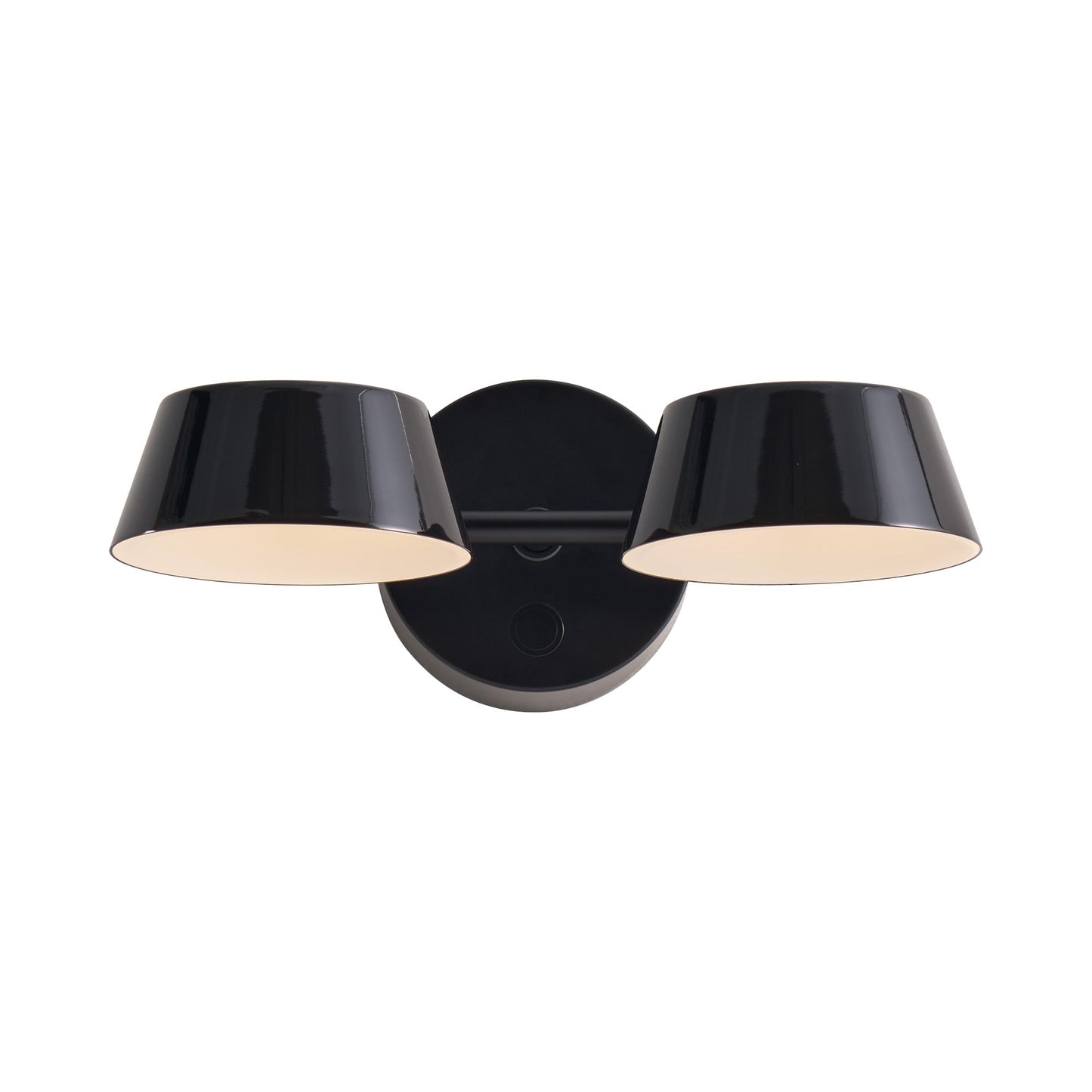 Olo 130WR2 LED Wall Light in Shiny Black with Matt Black.