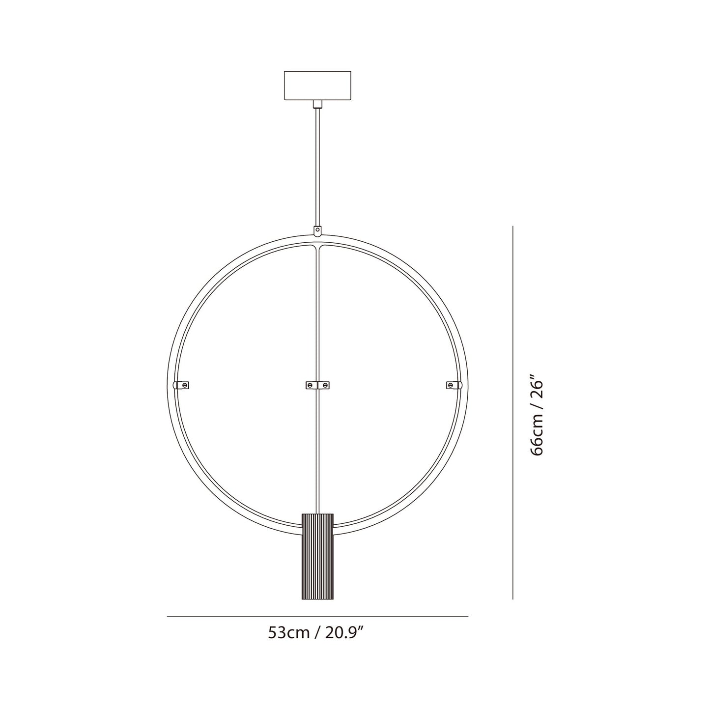 Wing LED Pendant Light - line drawing.