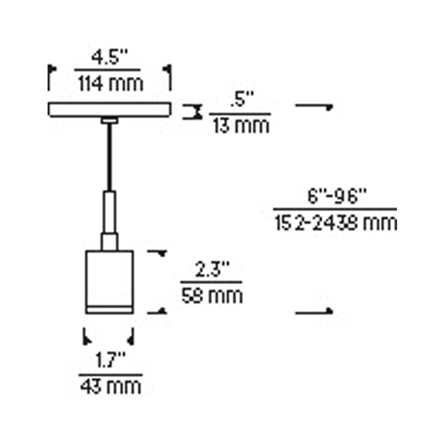 SoCo 16 Foot Pendant Light - line drawing.
