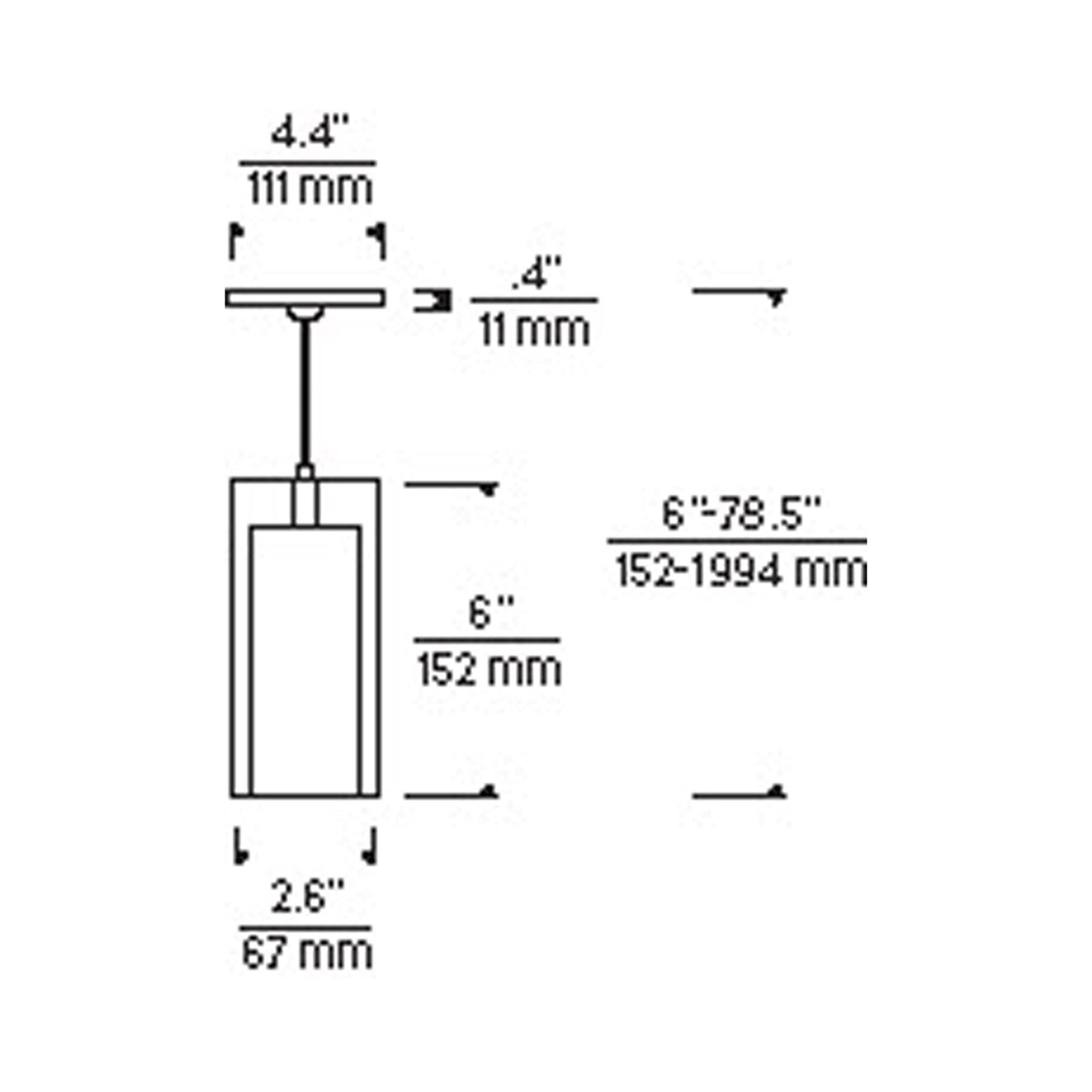 Solitude Low Voltage Pendant Light - line drawing.