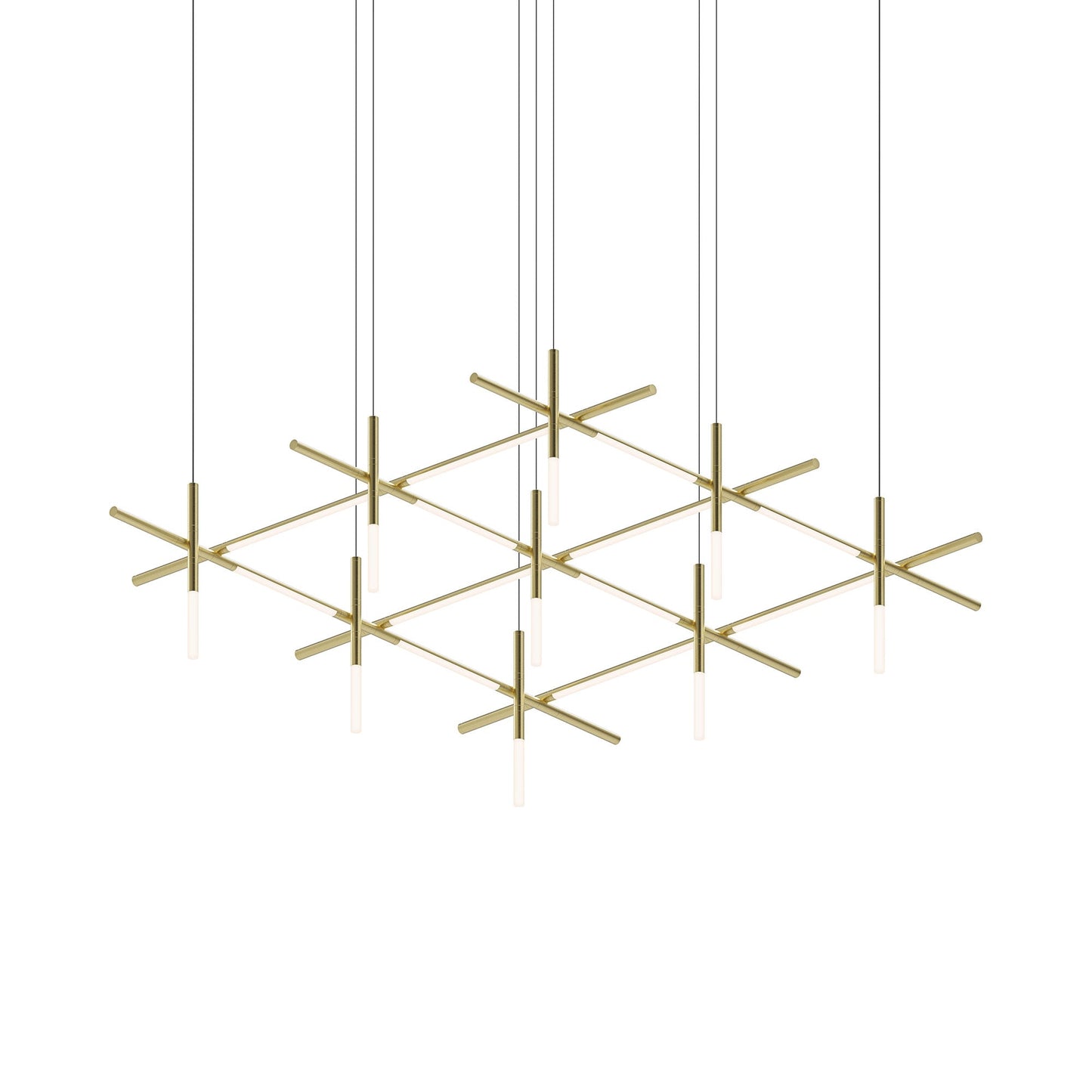 Labyrinth Square LED Pendant Light in Brass.