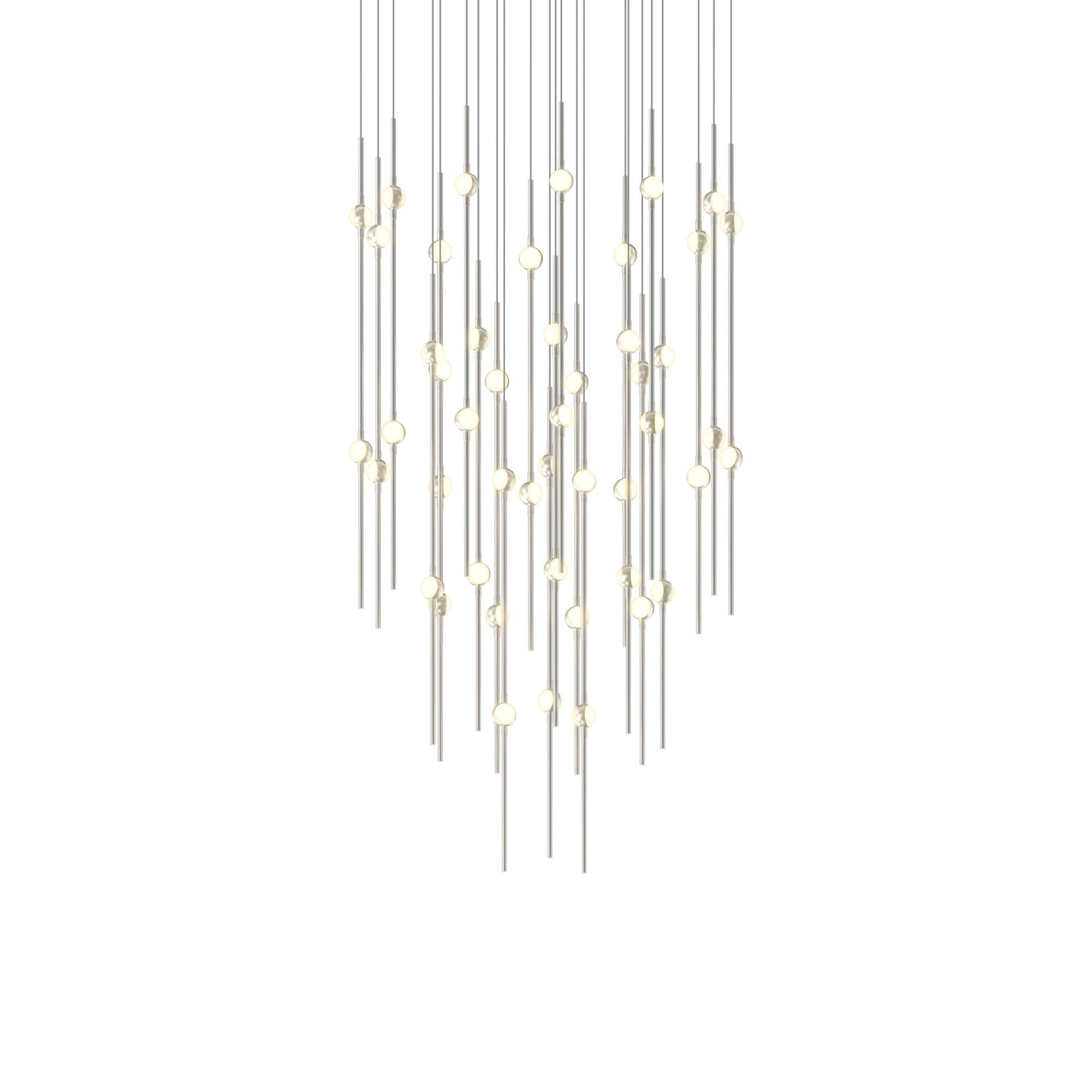 Aries Round LED Pendant Light in Satin Nickel/White (25-Inch).