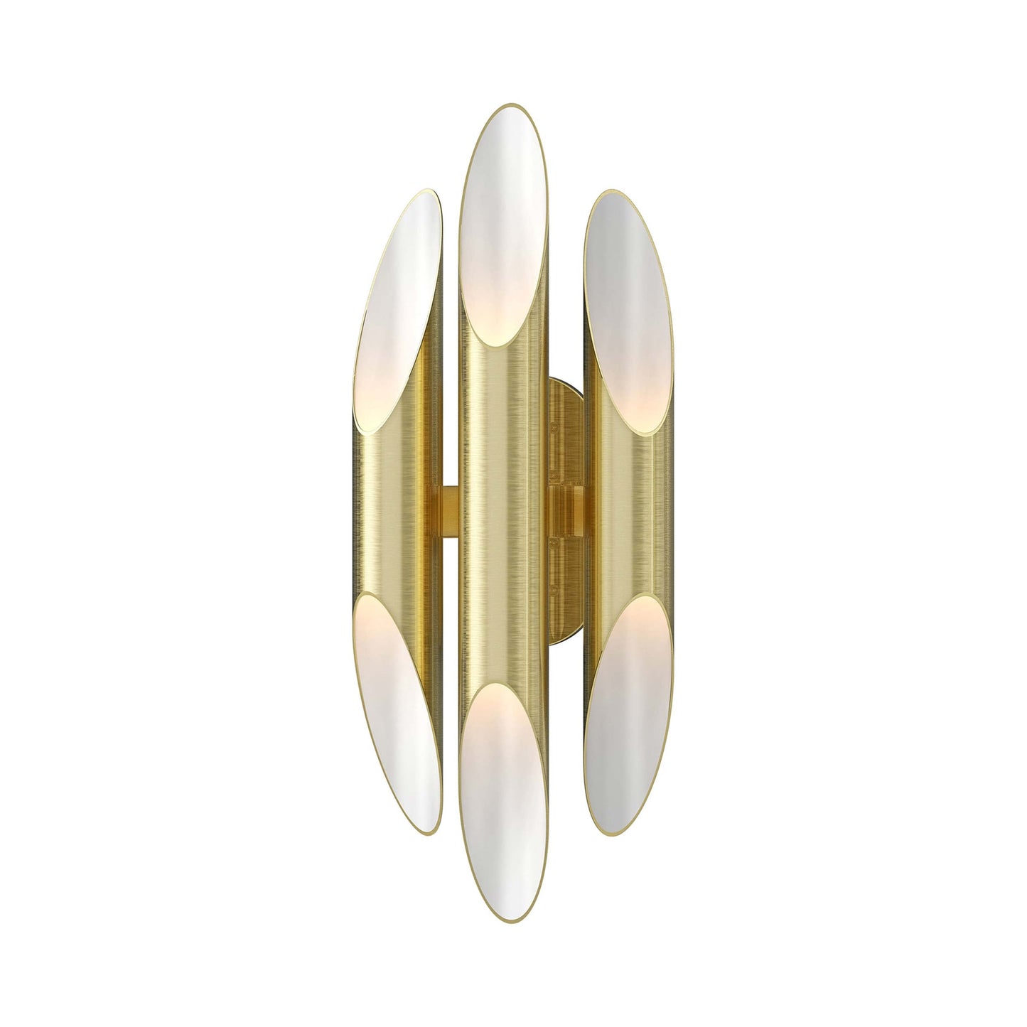 Chimes Triple LED Wall Light in Satin Brass.