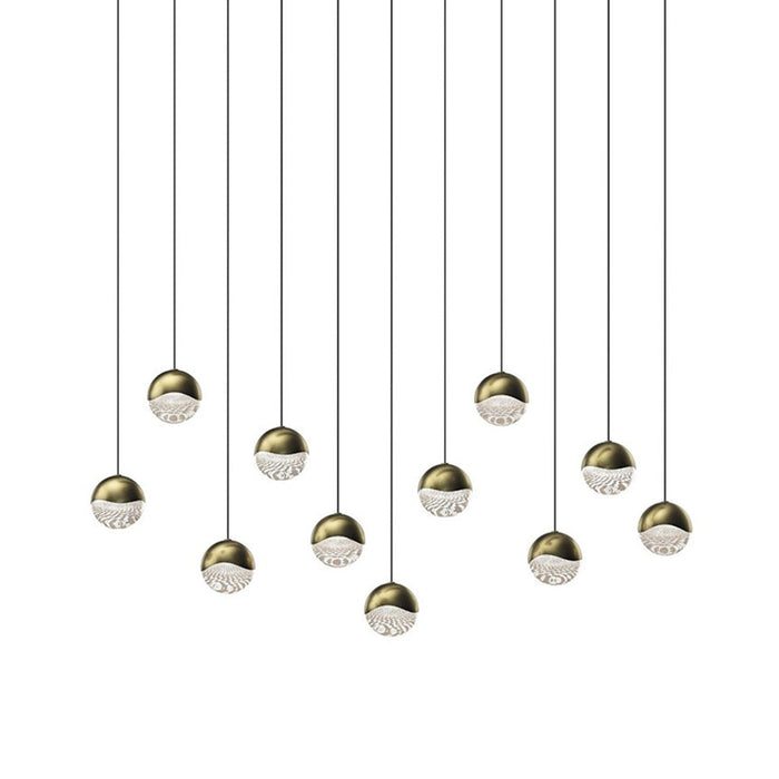 Grapes® 11-Light Rectangle LED Multipoint Pendant Light in Brass (Medium).