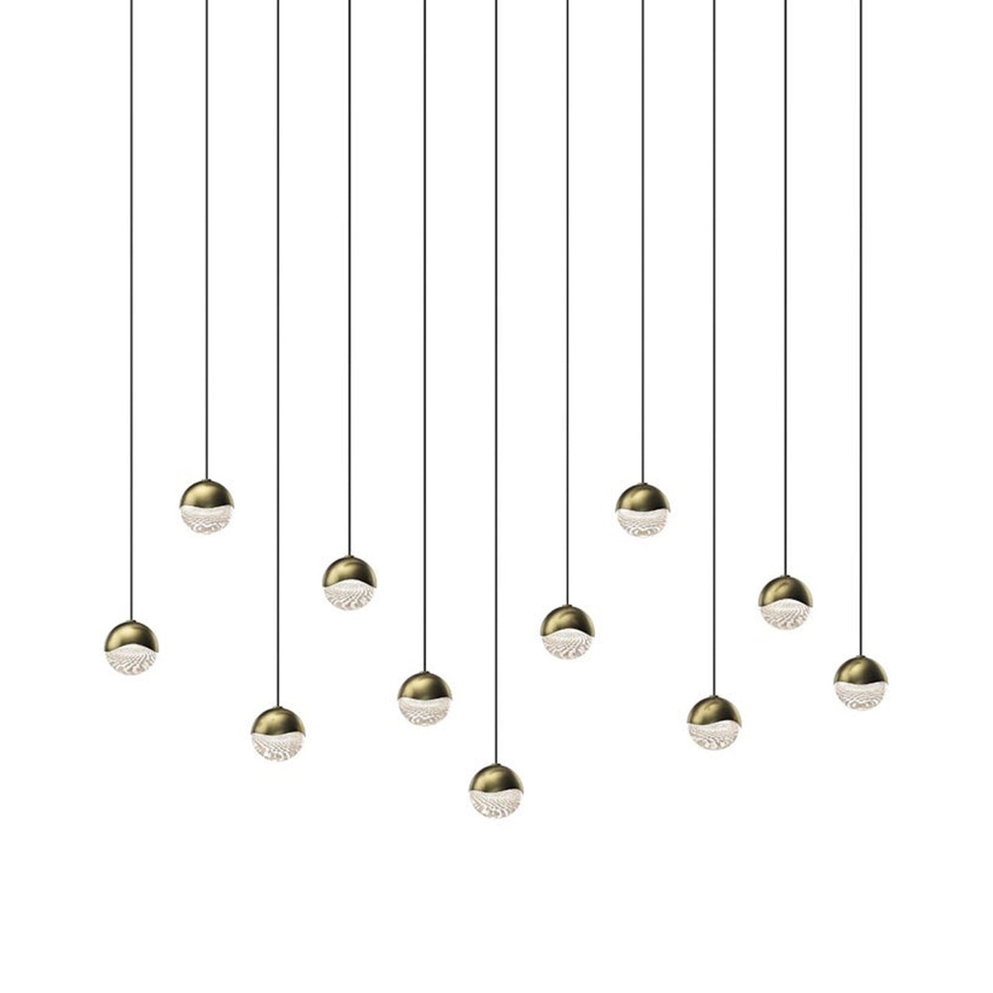 Grapes® 11-Light Rectangle LED Multipoint Pendant Light in Brass (Small).