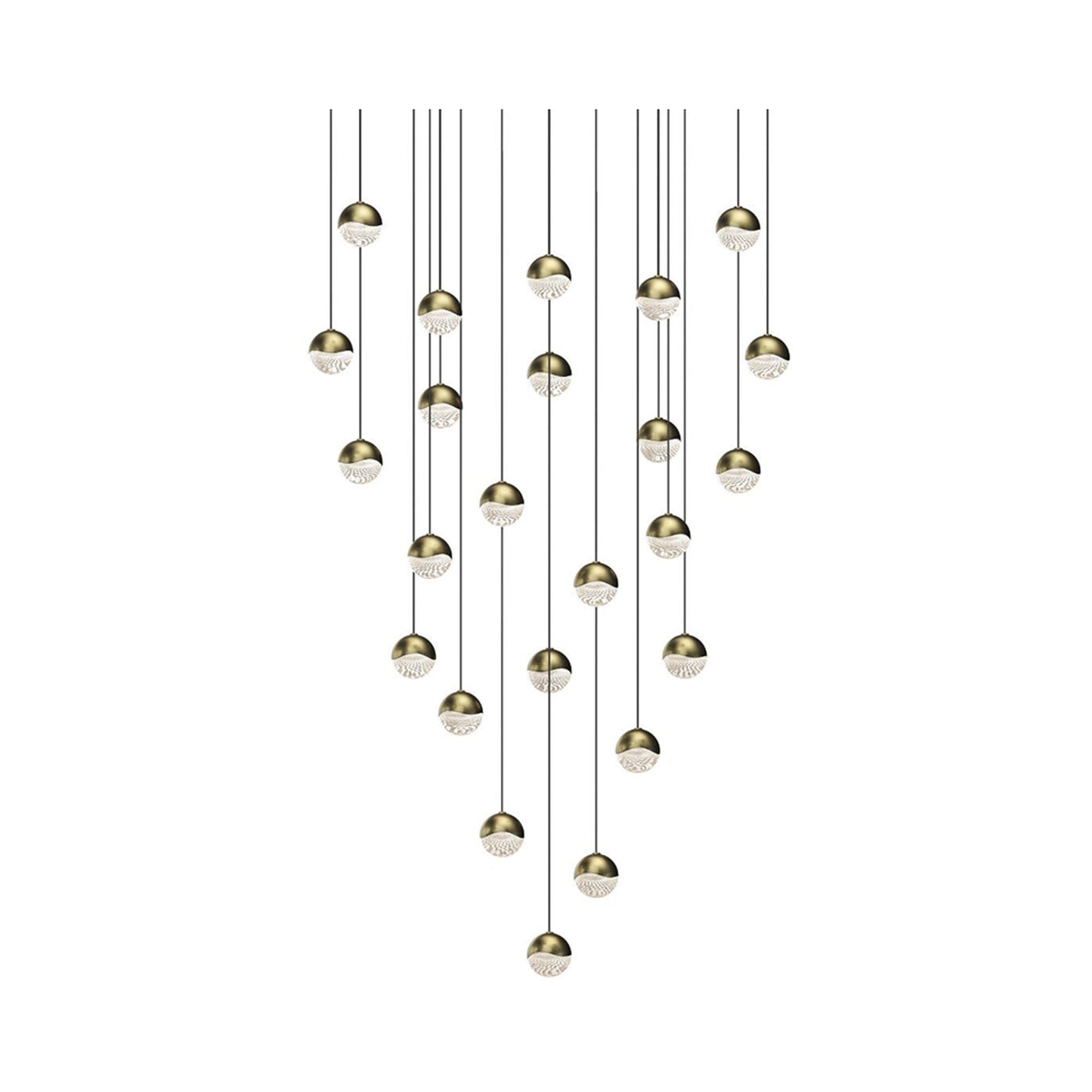 Grapes® 24-Light Round LED Multipoint Pendant Light in Brass/Small Bulb.