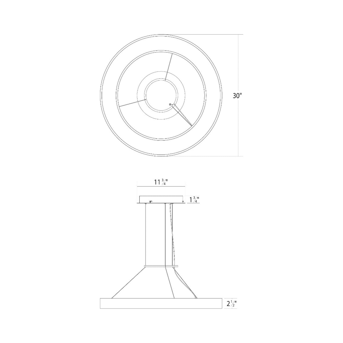 Pi LED Ring Pendant Light - line drawing.
