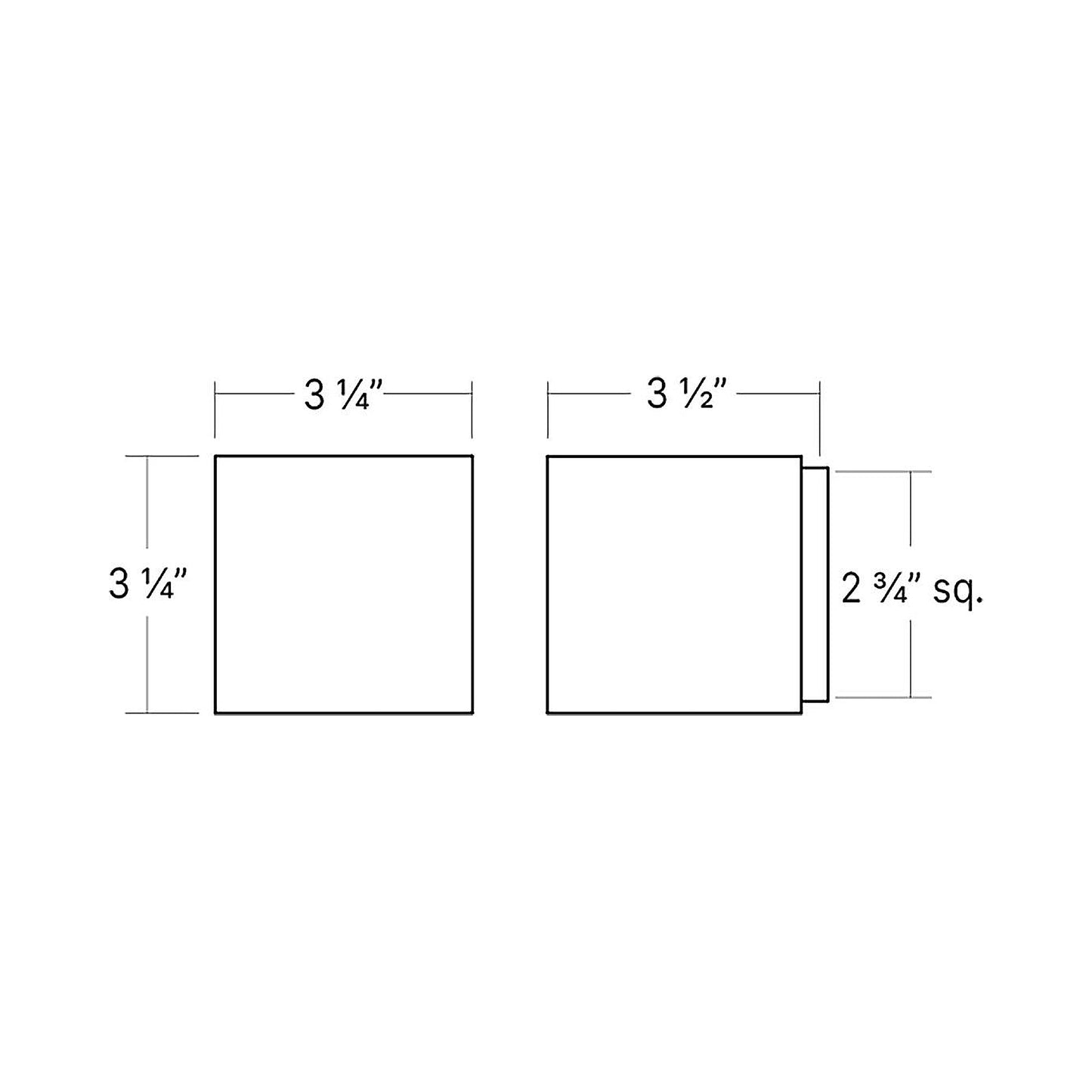 Qube LED Wall Light - line drawing.