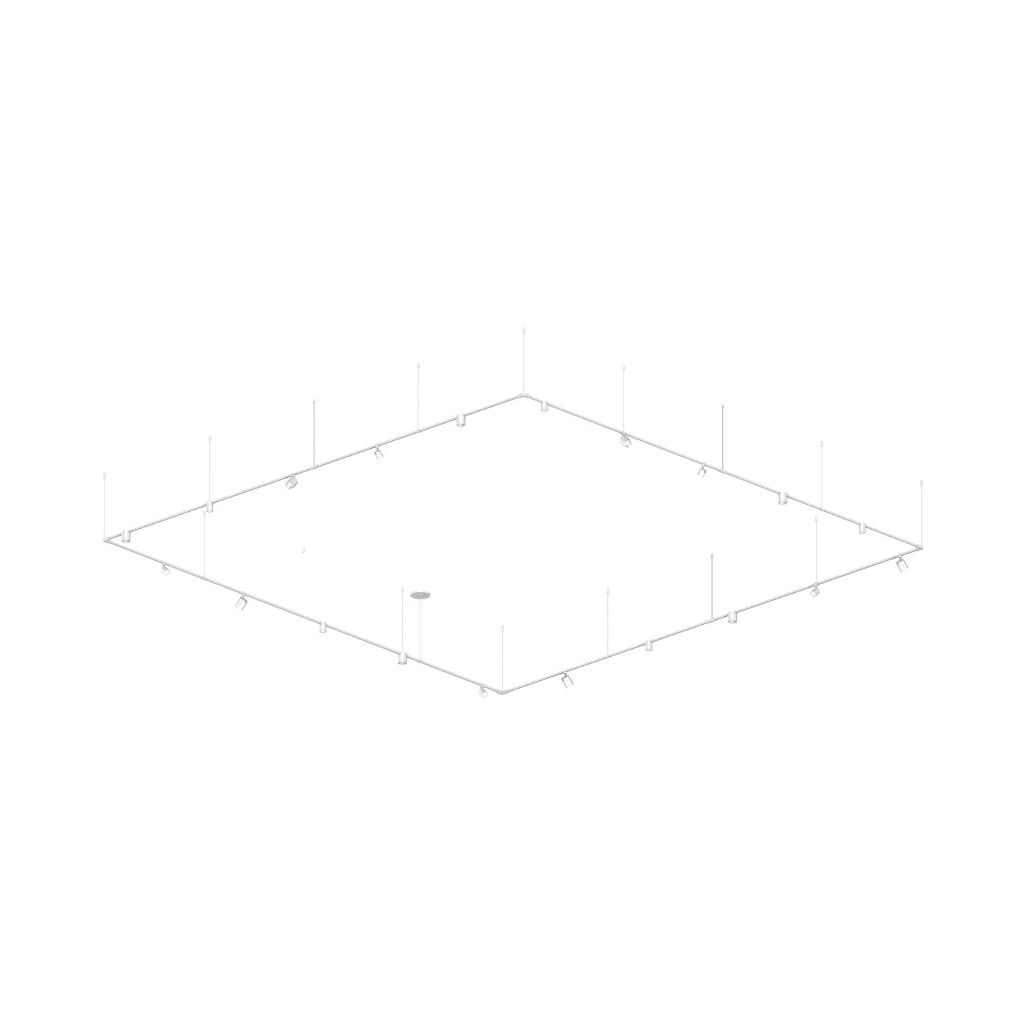 Suspenders® 1-Tier Path Square Cylinder LED Chandelier in Satin White.