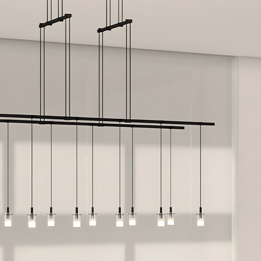 Suspenders® 2-Tier Tandem Monoline Etched LED Pendant Light in Detail.