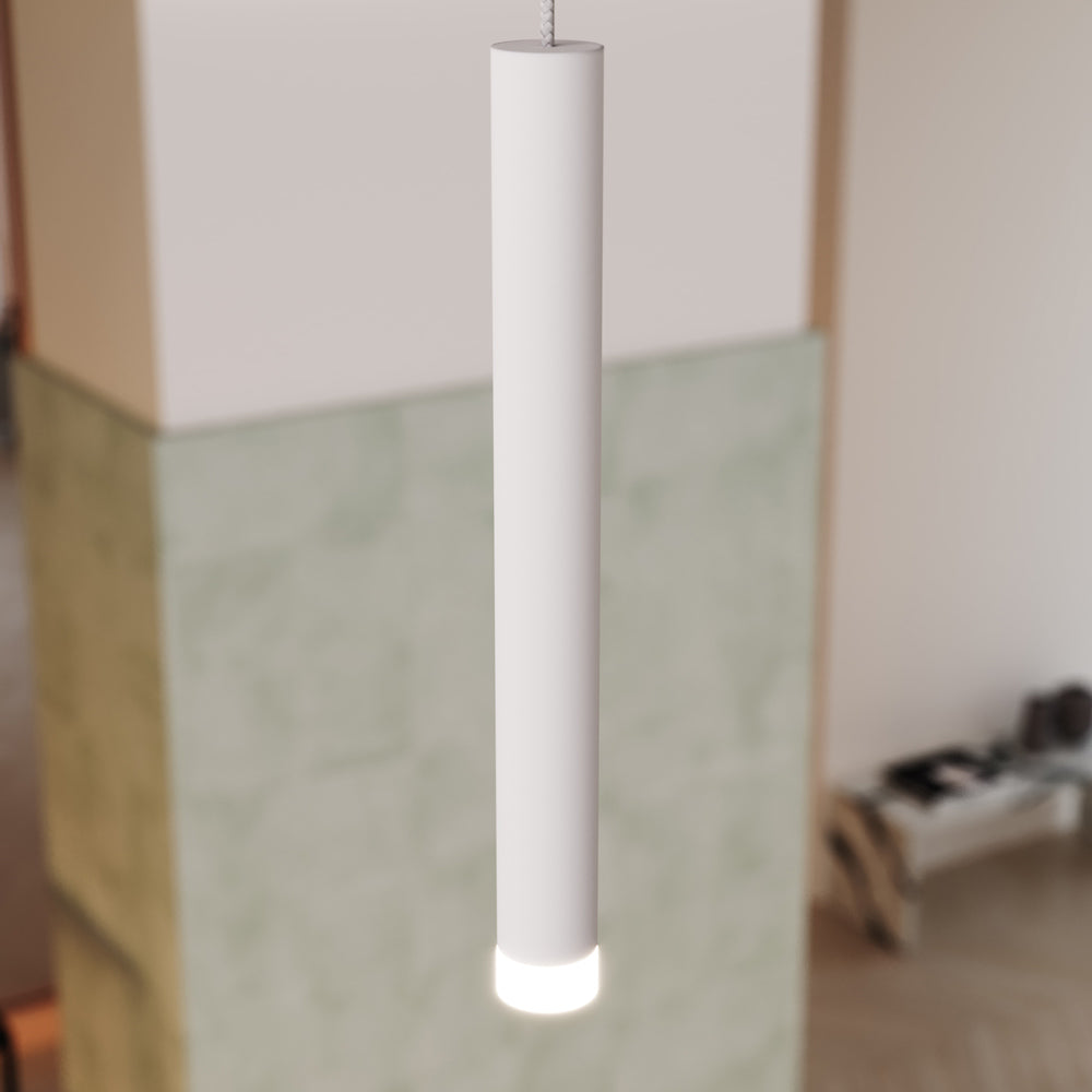 Suspenders® Freeform Tri-Bar Monoline Thin Cylinder LED Chandelier in Detail.