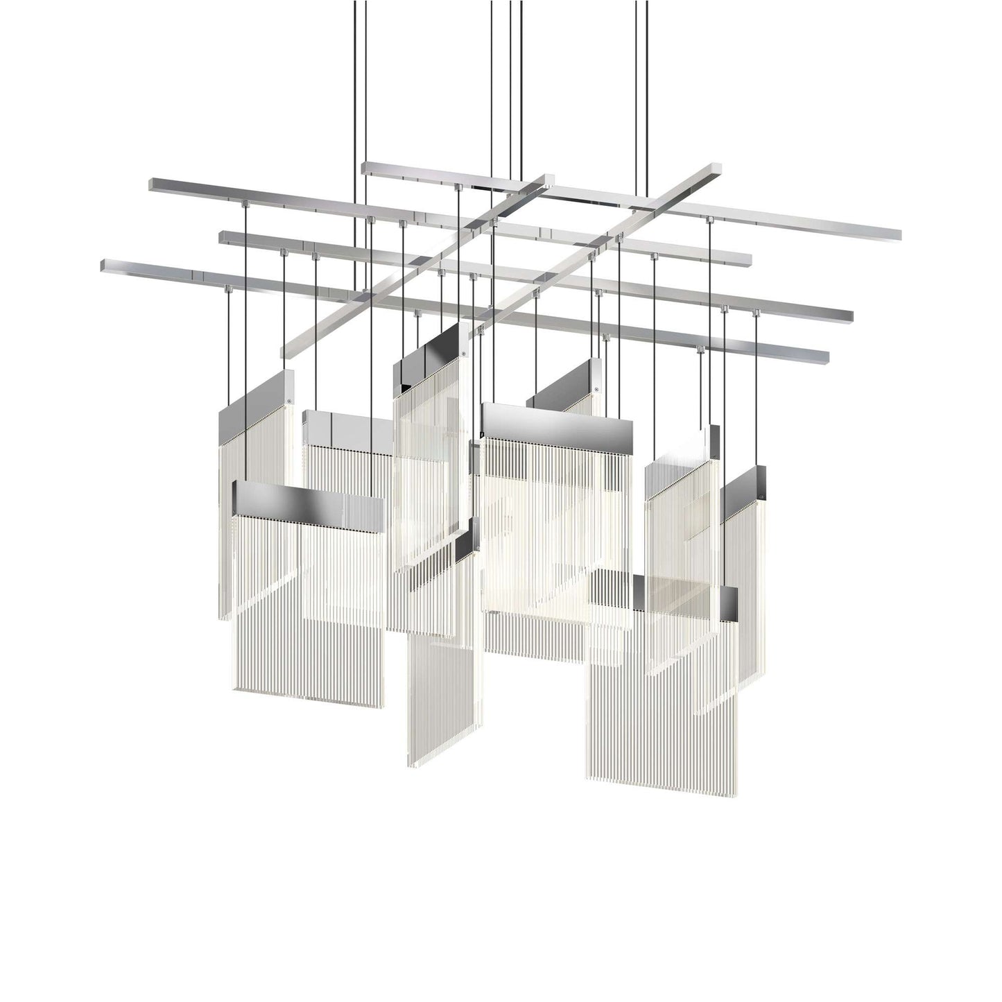 V Panels Large Intersections LED Pendant Light in Polished Chrome.
