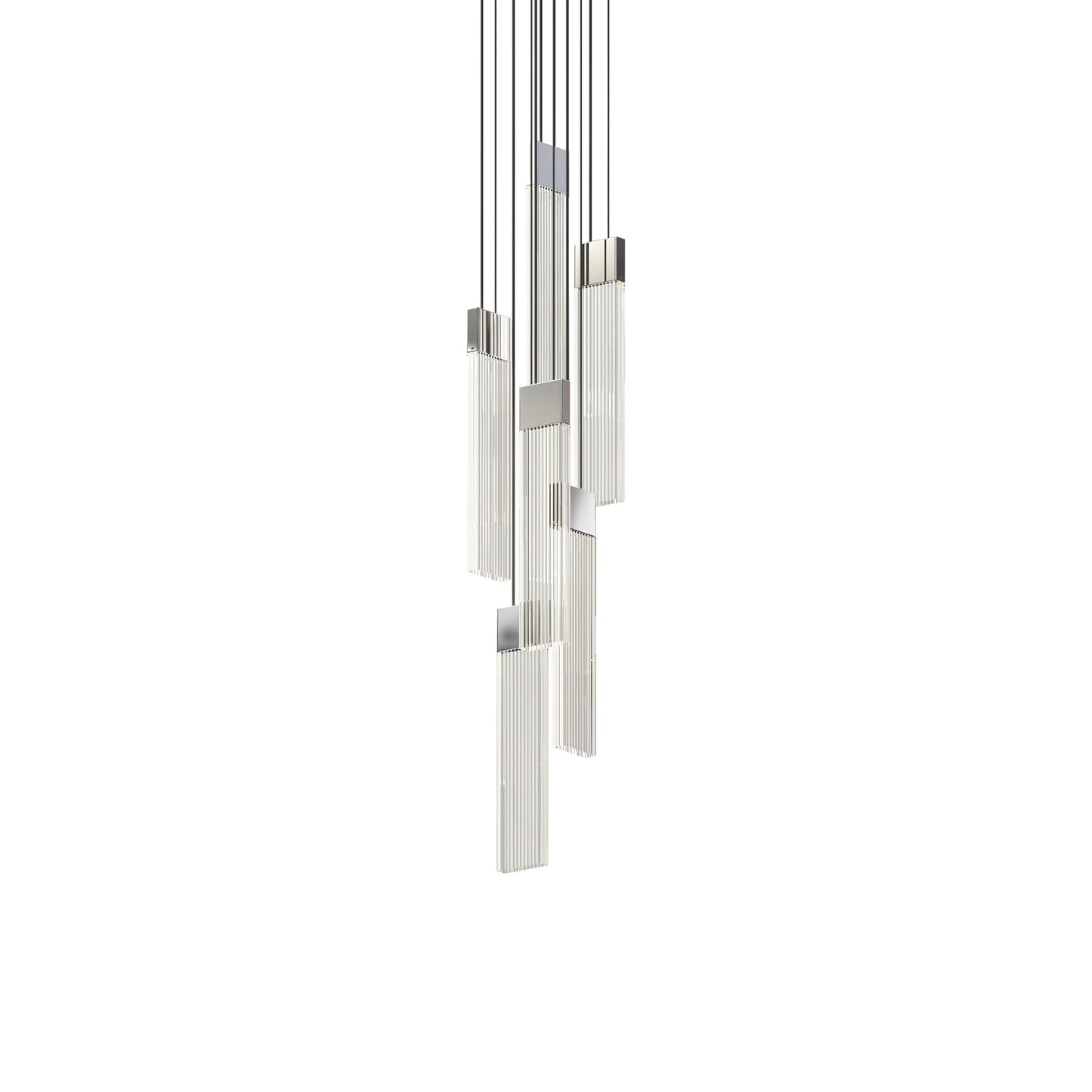 V Panels Thin Multi Light LED Pendant Light in Polished Chrome (6-Light).