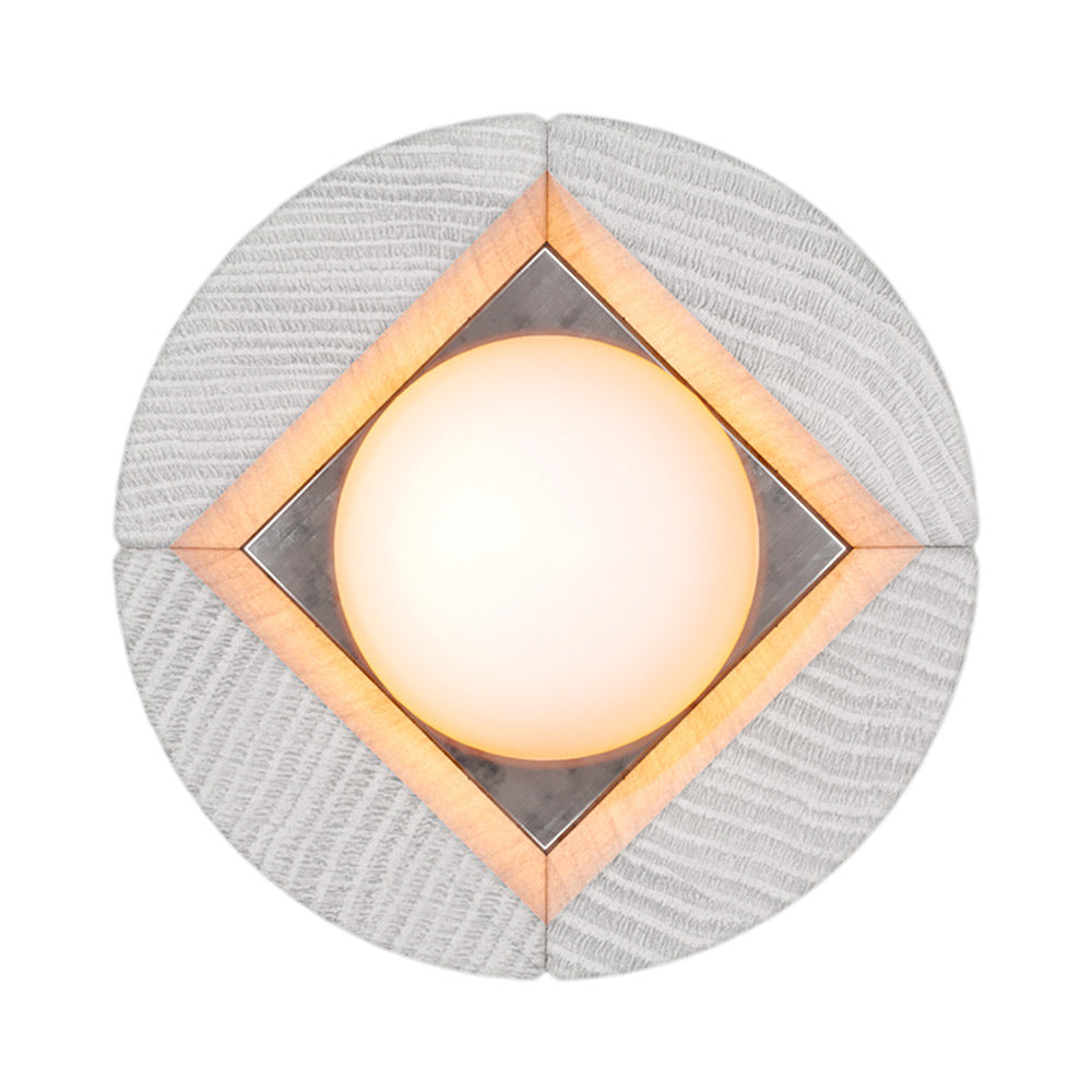 Dot Single Wall Light in White Salvaged NYC Pin Oak.