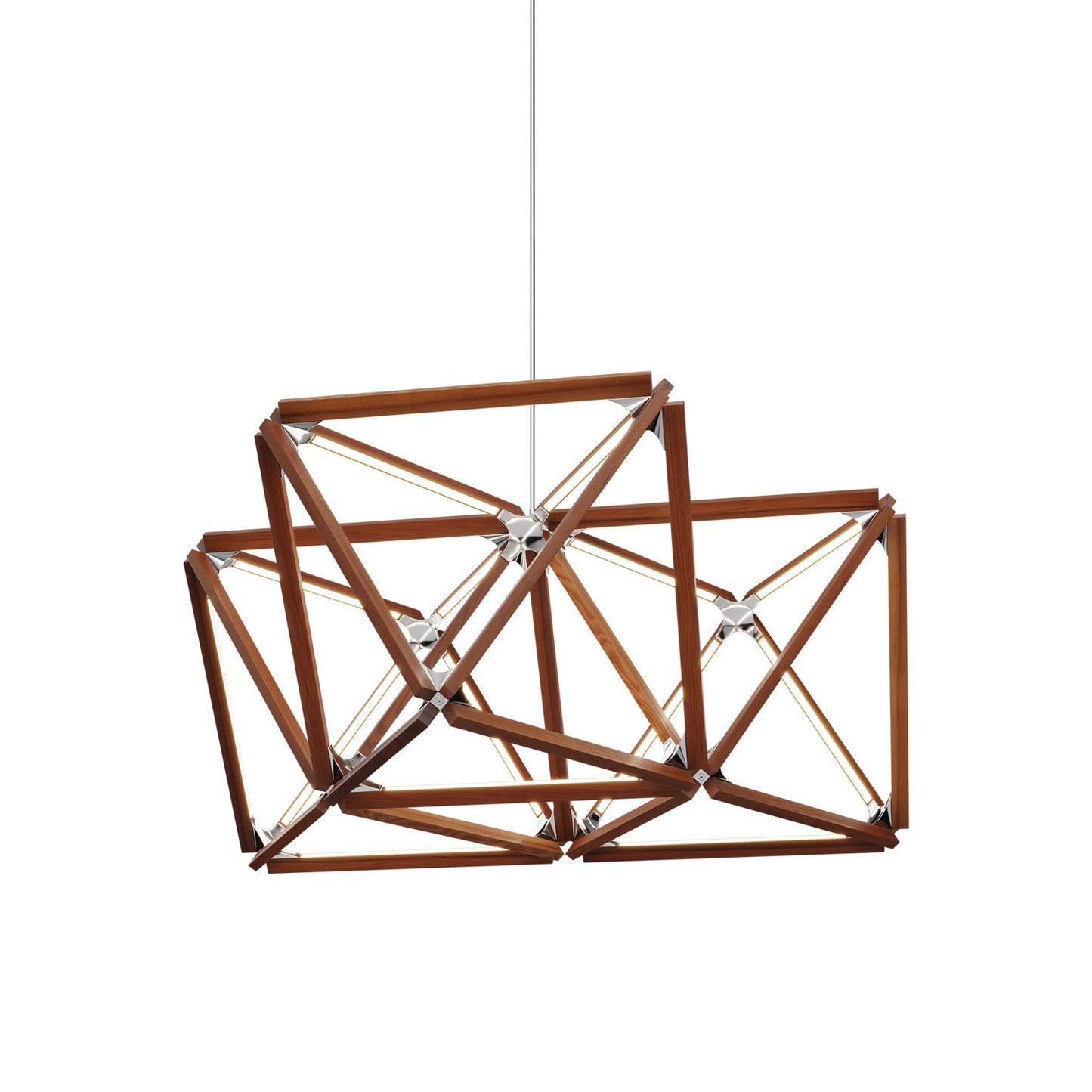 Triple X LED Chandelier in Water Tower Redwood/Polished Nickel.
