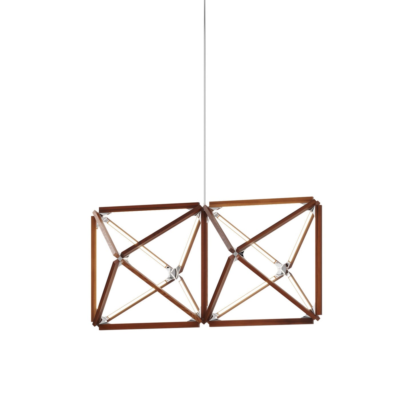 Truss LED Chandelier in Water Tower Redwood/Polished Nickel.