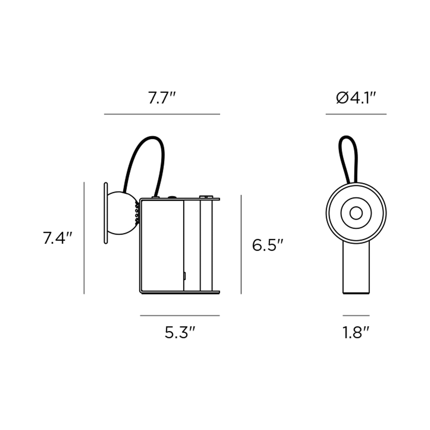 Minibox LED Table Lamp - line drawing.