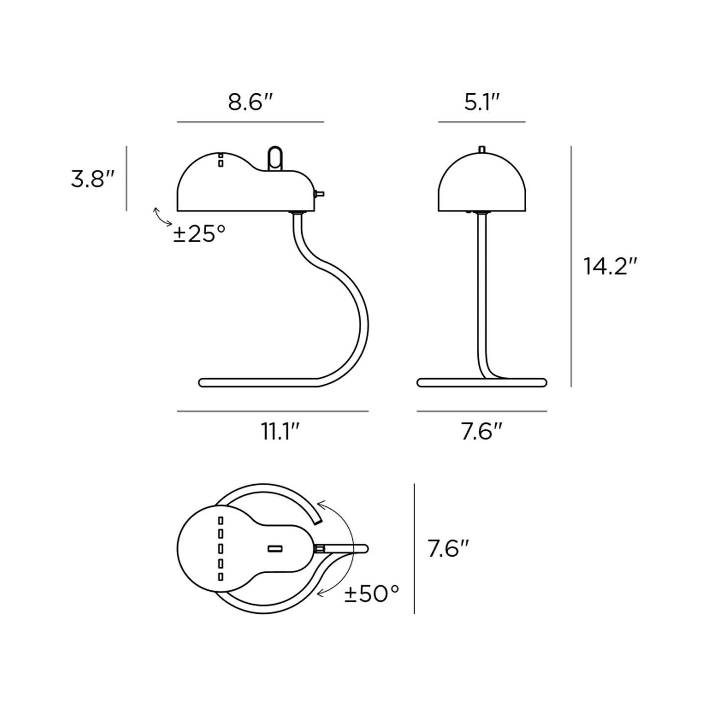 MiniTopo Table Lamp - line drawing.